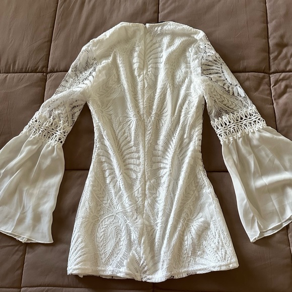 White Lace Long Sleeve Mini Dress - Picture 2 of 2
